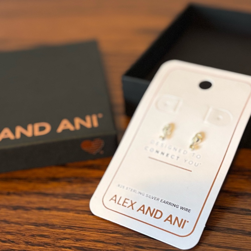 Alex and Ani Sterling Silver Seahorse Stud Earrings